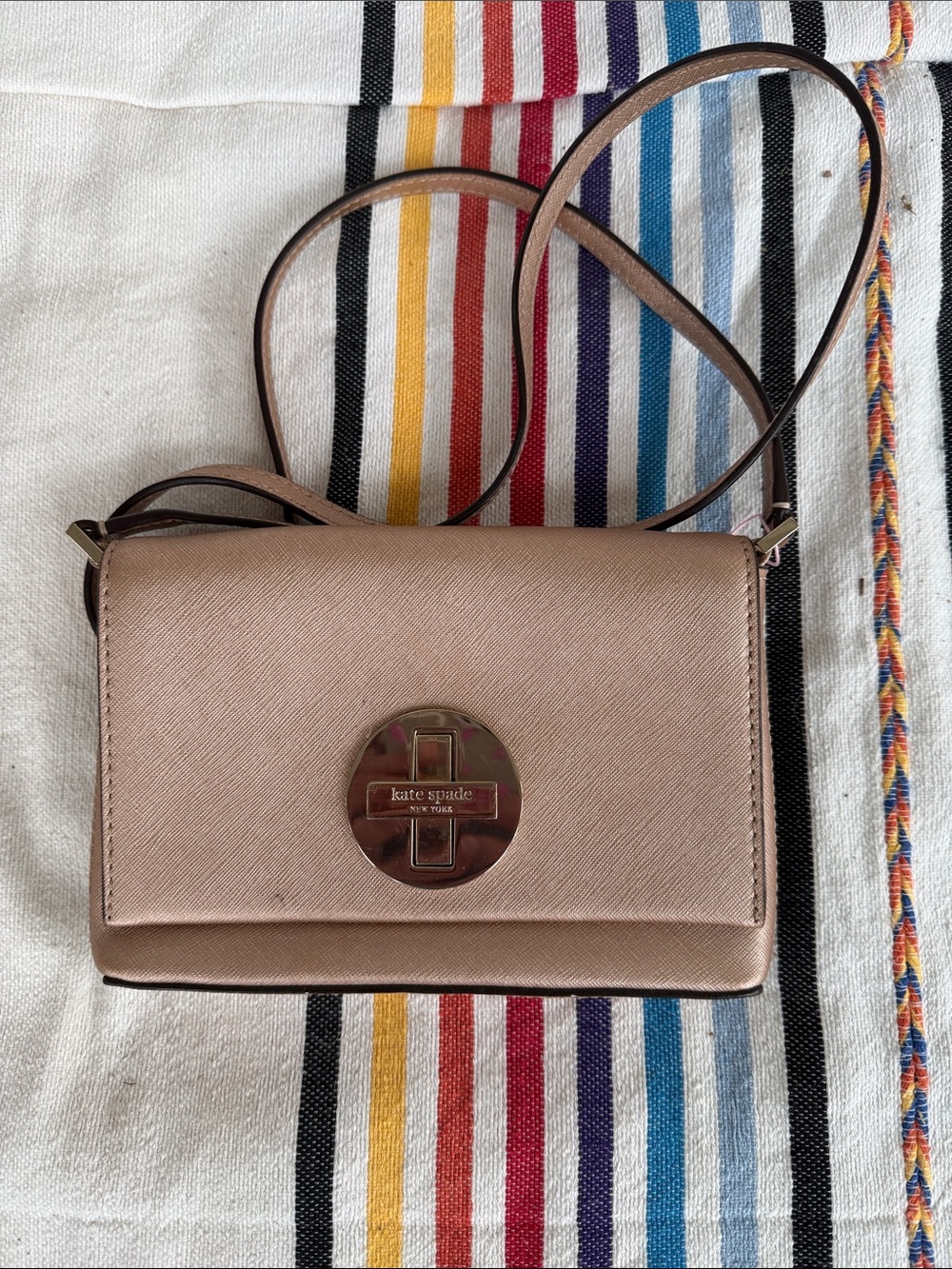 kate spade Metallic Rose Gold Saffiano Crossbody